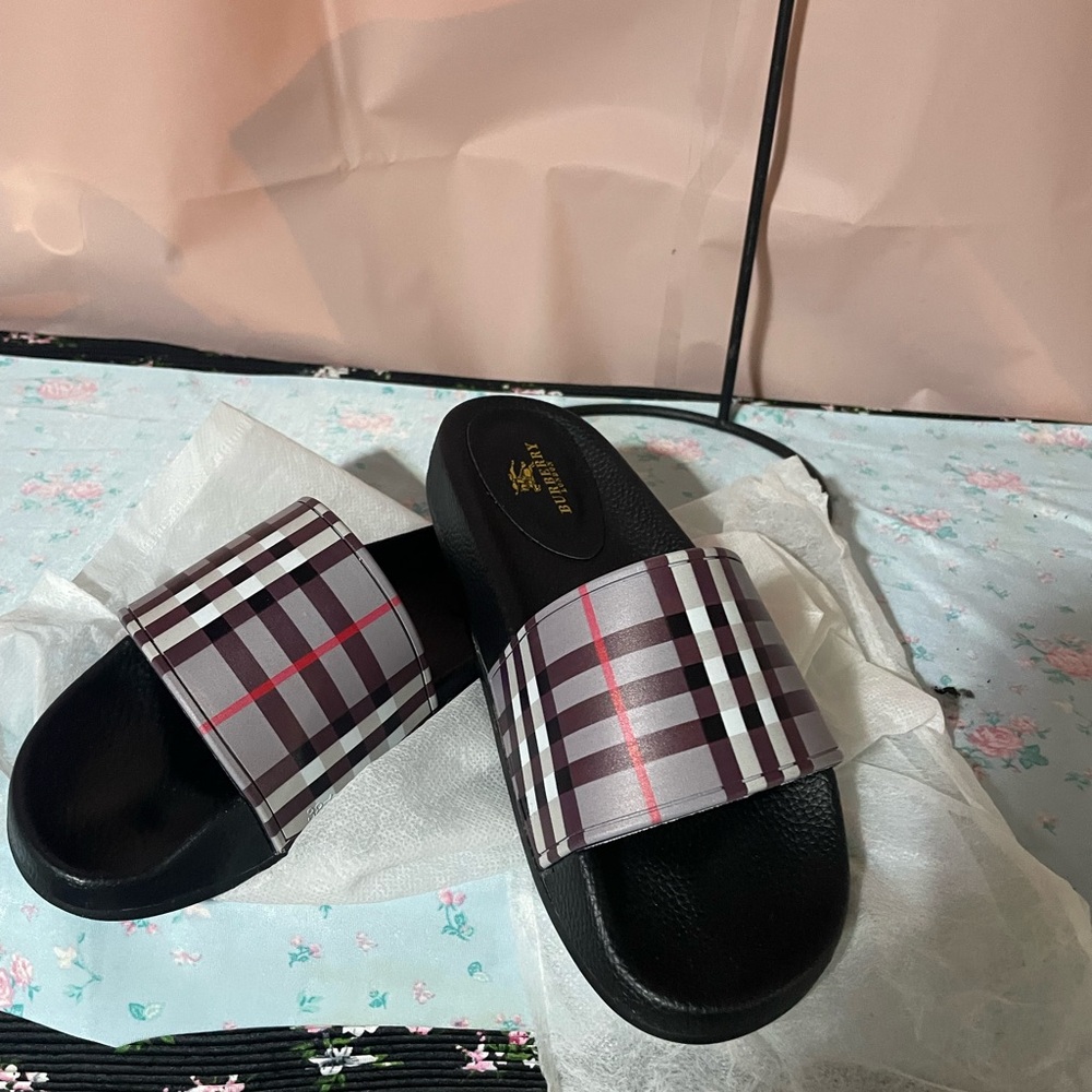 Women's Plaid Slide Sandals